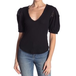 Free People Black St. James Top Size M